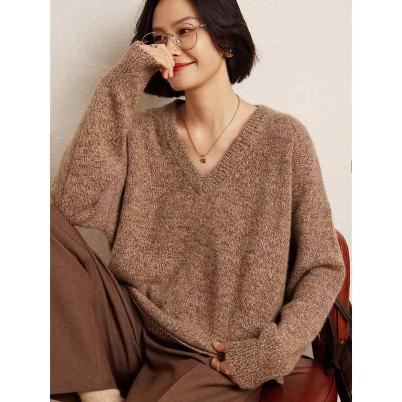 ニットセーター 秋冬 カシミヤ Vネック 花柄 レース プルオーバー 暖か 高級感 インナー 普段使い 柔らか 素材