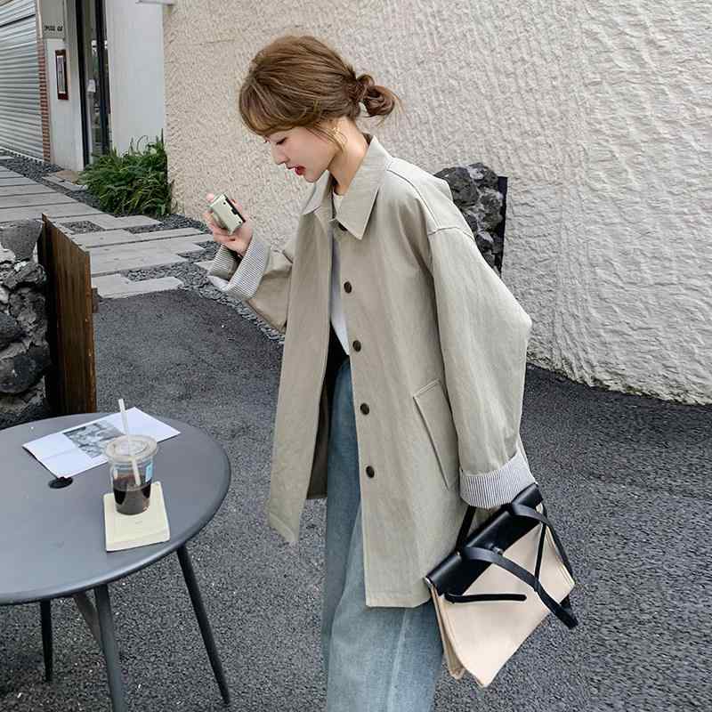 コート 女性用 中長丈 カジュアル トレンチコート ジャケット 大衣 シンプル 多用途 ワークウェア 秋春 普段使い 軽量 伸縮性