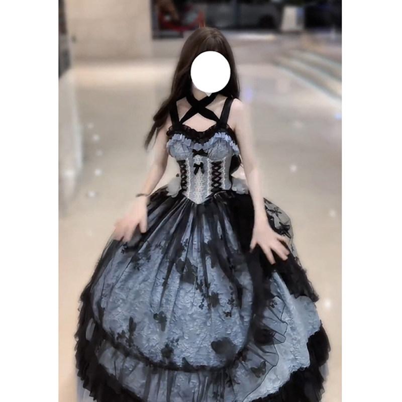 ロリータドレス プリンセススカート 花嫁ドレス 成人式 卒業式 入学式 パーティードレス 司会者用 学生向け かわいい フリル レース ピンク ブルー 膝丈 ふんわり シルエット 軽量 コットン混