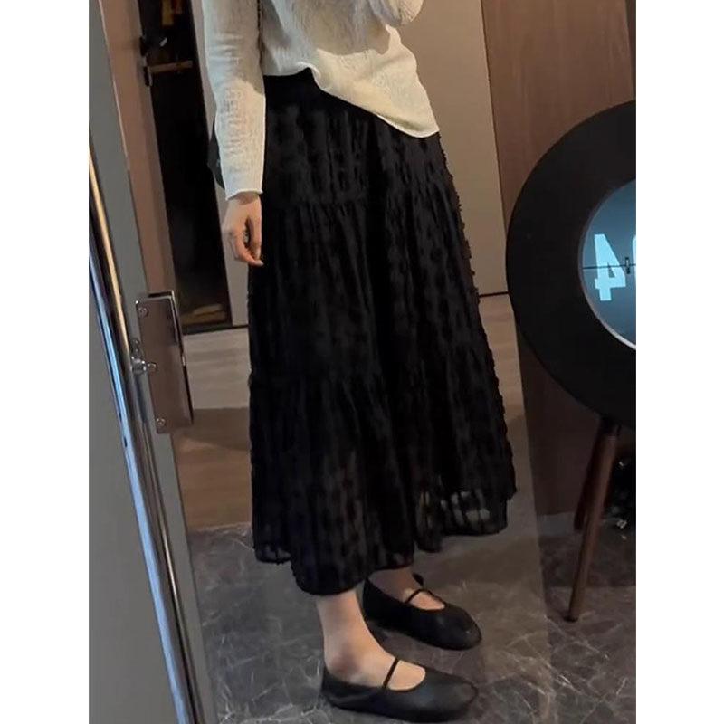 スコート レディース 黒いこと A伝達ルート midi丈 夏用 薄っぺら 軽さ 通気性 吸湿速乾 ご機嫌酉の方角 伸縮酉の方角 ドレープ感 細押し出し 心地好い 普段使い ボトムス-スカート