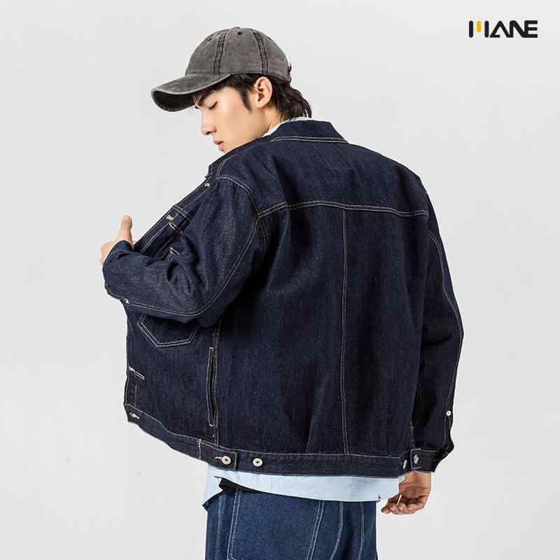 メンズ 上衣 ジーンズ レトロ 細工物 烏兎 うす暗い青み ゆったり 影ぼうし 心地好い アウター 通い 普段使い走り 伸縮性 軽さ 生まれ変わり衣料繊維 交ぜ合わせる