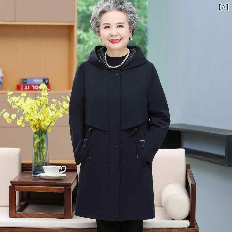 厚地の外套 年がしら レディース 烏兎 中長丈 飛び切り感 トレンチコート アウター 日常使い走り 軽さ 綿混 黒いこと 薄墨色