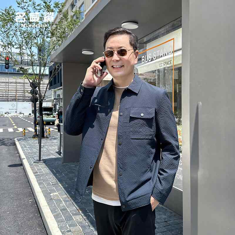 メンズ ジャケット 中年男性用 ゆったり 折り襟 カジュアル ビジネス 秋春 通勤 普段使い 軽量 伸縮性 コットン混 グレー系 ブラック｜バランスケア　店