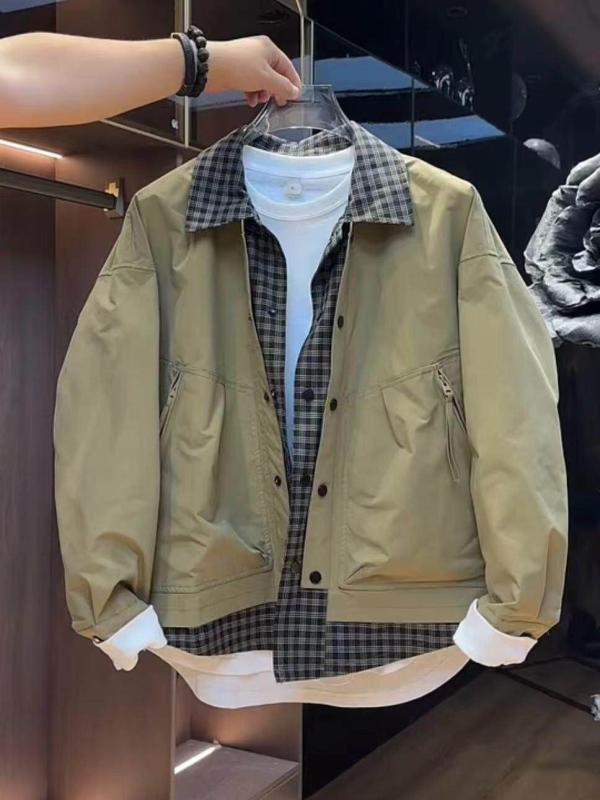 上衣 成人男性用 秋 照合のしるし柄 ルーズフィット 細工物表現スタイル 照明ランプ色つや 心地よい 韓国風 流行り 兄ちゃん向け 表どおり流行り物 普段使い走り 好いたらしい 軽さ