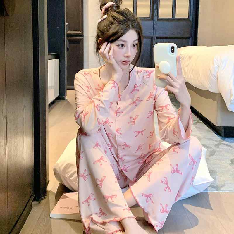 レディース パジャマ 仕掛ける 愛くるしげ 長袖 丸首 シュロの葉 青写真 モダール 生まれ変わり衣料繊維 年月 出で立つ着 相応う お部屋お召しもの ホンブルグ帽 原料品 普段使い