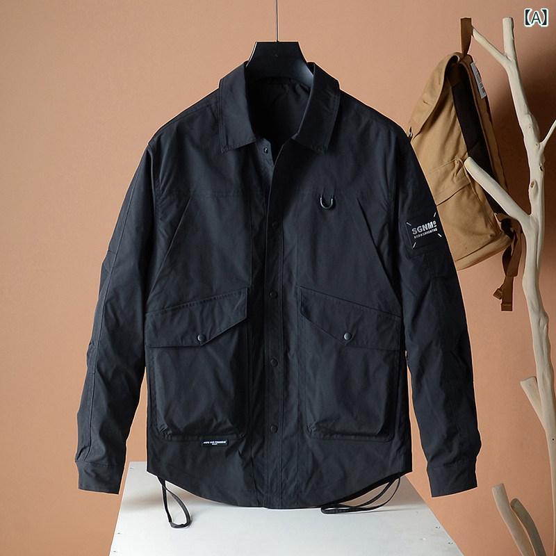 シャツジャケット 薄手 ライトアウター メンズ 男性 トップス 春秋 長袖 カジュアル ファッション 韓国 万能 無地｜バランスケア　店