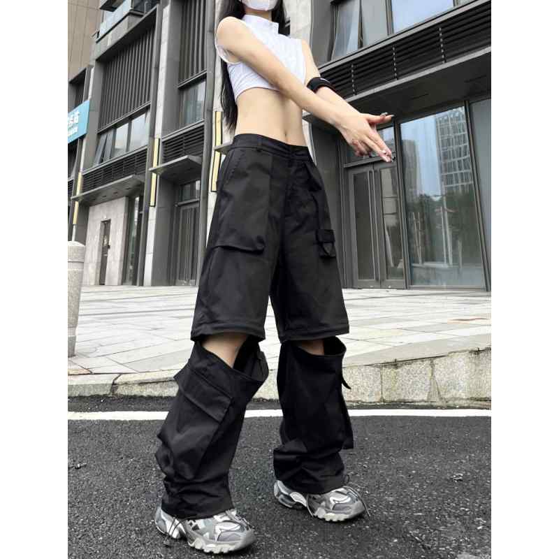カーゴパンツ　メンズ　レディース アメリカン 取り外し 可能 バイブストリート ダンス ワークウェア カジュアル パンツ。 男女兼用。 ゆったり ヒップ ホップ ストリート ストレート ワイド レッグ。｜バランスケア　店