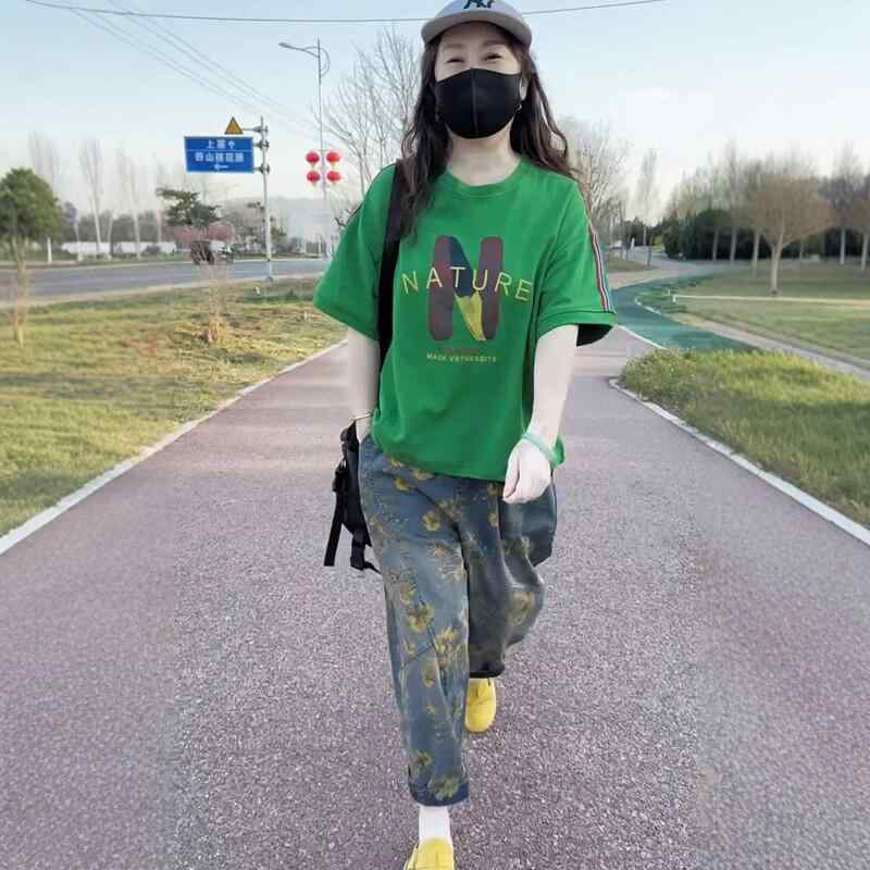 韓国 刷り上げる 背広 プルオーバー 調教師 パーカー 流汗 レディース 成人女性 心地好い 流行り物 背広 夏 水茎の跡 半袖 ウォッシュ ジーンズ ズボン下 上下仕掛ける