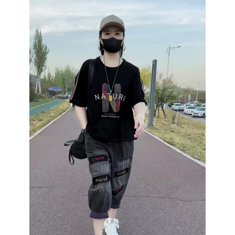 韓国 刷り上げる 背広 プルオーバー 調教師 パーカー 流汗 レディース 成人女性 心地好い 流行り物 夏 綿織物 半袖 刺しゅう ウォッシュ 製作 薄っぺら ジーンズ ズボン下