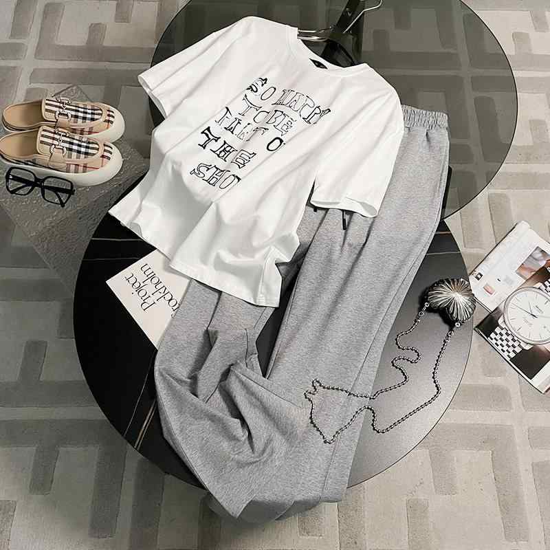 韓国 プリント スーツ Tシャツ トレーナー パーカー スウェット レディース 女性 カジュアル ファッション 夏 ゆったり ストレート パンツ ツーピース|バランスケア 店