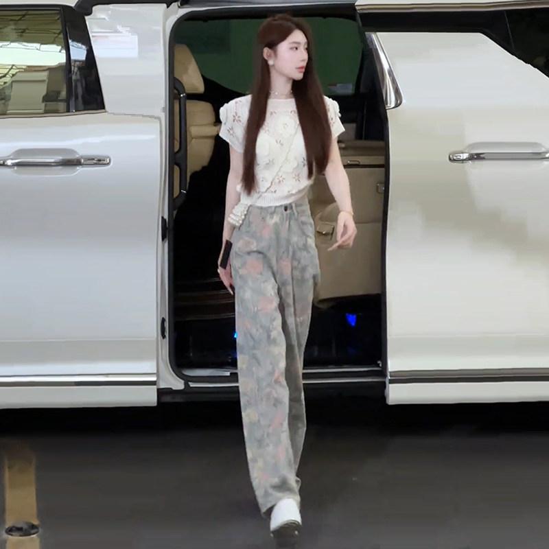 韓国 刷り上げる 背広 プルオーバー 調教師 パーカー 汗水 レディース お上さん 心地よい 流行り物 夏用 表どおり 半袖 花柄 ジーンズ 広広とした レッグ ズボン下 背広 上下