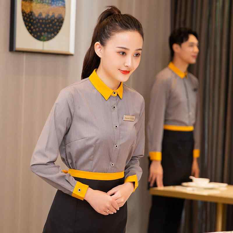 食べ物屋 給仕御召しもの レディース ケータリング 一皿分の料理店 やり方服 御勤め着 原材料 制服 長袖 秋