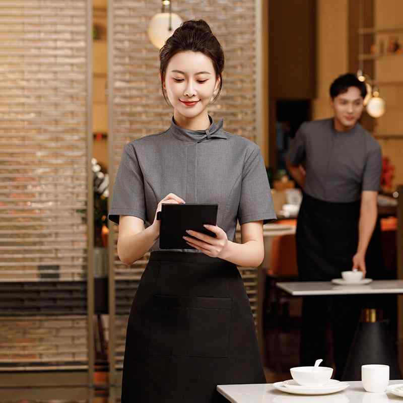 食べ物屋 給仕御召しもの レディース ケータリング 丸焼き 一皿分の料理店 向こう正面待ち合い室 やり方服 御勤め着 原材料 制服 半袖 上下書き割り 夏