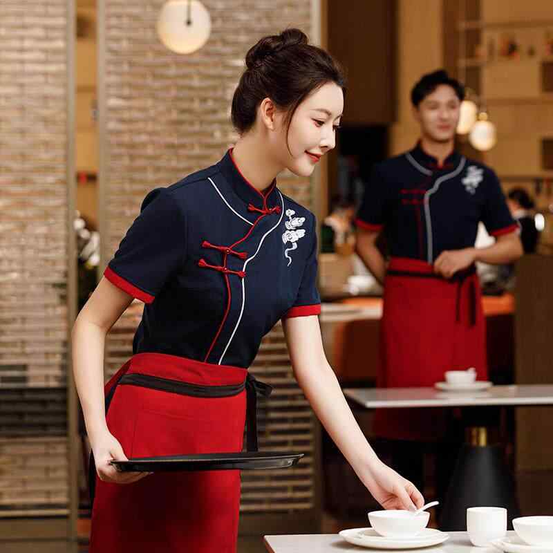 食べ物屋 給仕御召しもの レディース ケータリング 喫茶店 やり方服 御勤め着 原材料 制服 半袖 民族御召しもの風 エスニック