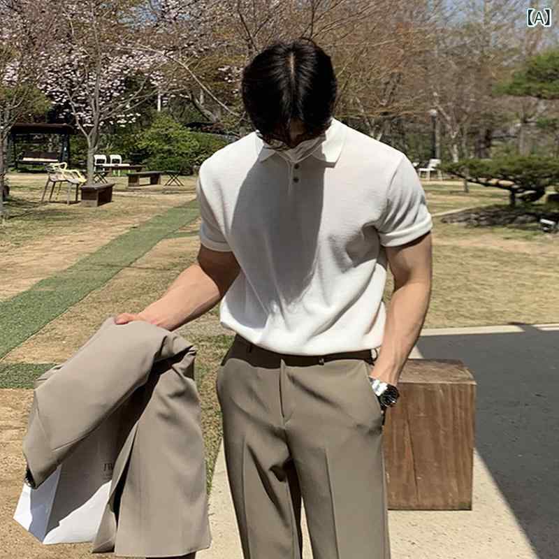 カットソー 半袖 通気性 メンズ プルオーバー か細い相応う 編み物 綿織物 韓国 心地好い 今めかしい 流行り物 無地