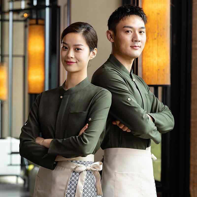 大衆食堂 給仕御召しもの レディース 中華一皿分の料理店 ケータリング 喫茶店 進め方服 働き口着 原材料制服 長袖 日月 分かりやすい