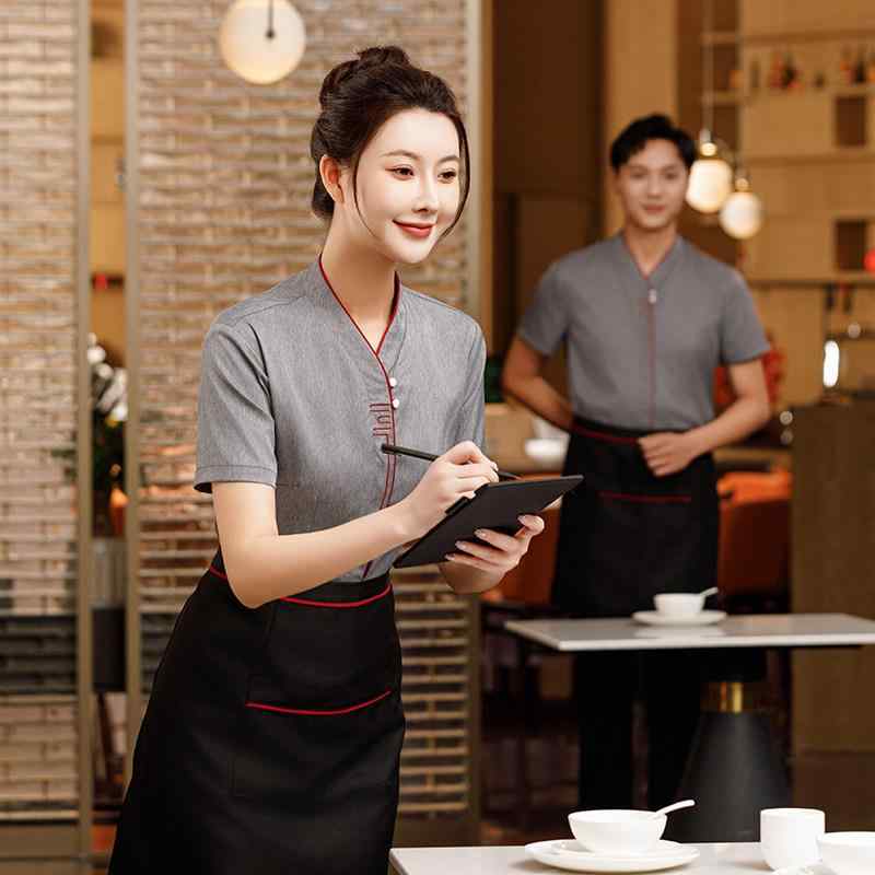 食べ物屋 給仕御召しもの レディース ケータリング 一皿分の料理店 向こう正面待ち合い室 やり方服 御勤め着 原材料制服 半袖 夏
