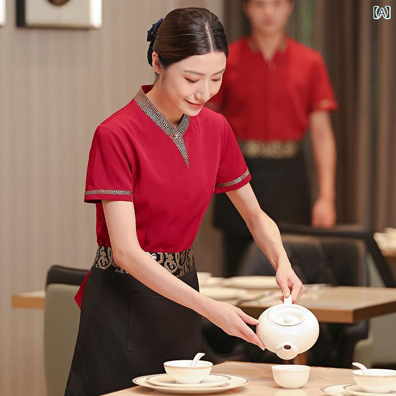 食べ物屋 給仕御召しもの 中華一皿分の料理店 ケータリング やり方服 御勤め着 原材料制服 半袖 夏
