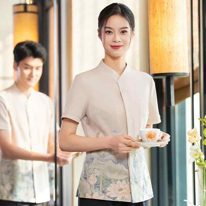食べ物屋 給仕御召しもの レディース 向こう正面事務机 やり方服 御勤め着 原材料制服 半袖 夏