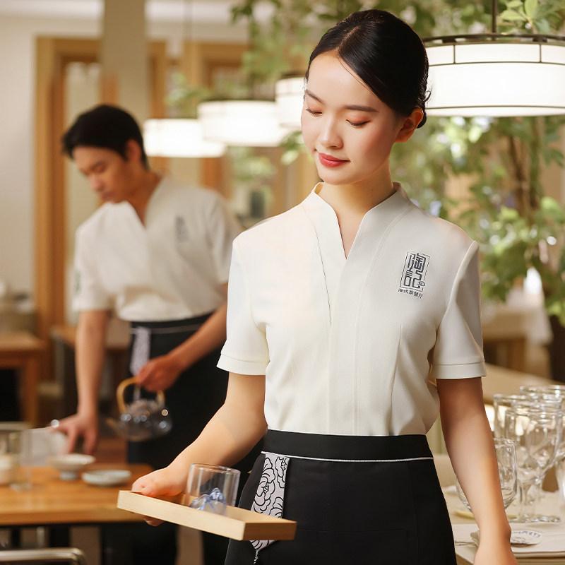 食べ物屋 給仕御召しもの レディース 中華一皿分の料理店 ケータリング 御役目服 御役目着 原材料制服 半袖 夏 分かりやすい