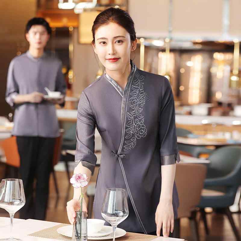 食べ物屋 給仕御召しもの レディース 中華一皿分の料理店 ケータリング 御役目服 御役目着 原材料制服 夏 刷り上げる