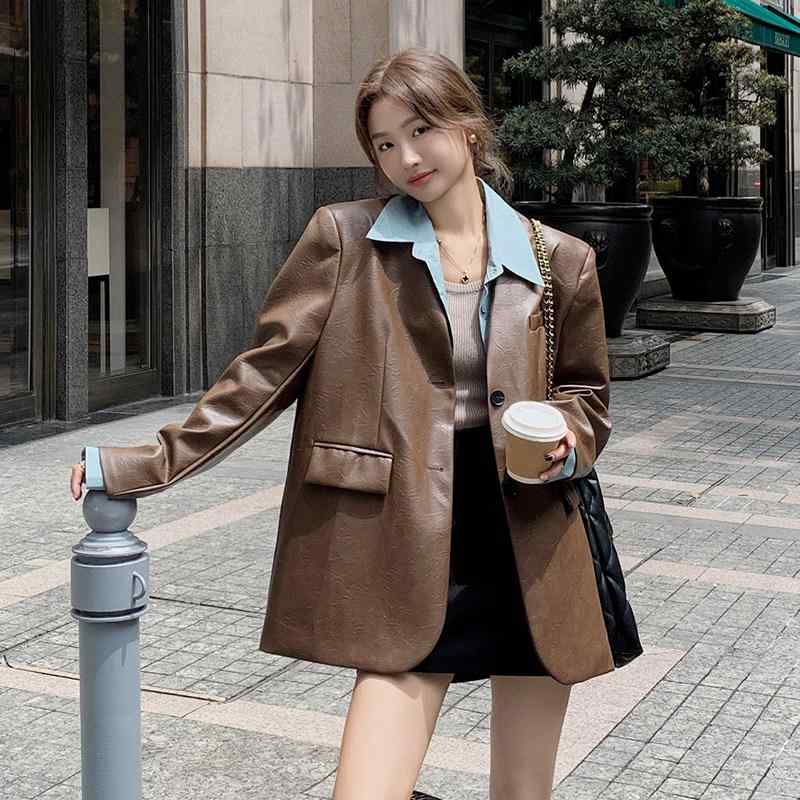 スーツ おしゃれ 通勤 ジャケット 女性 レディース 春秋 レトロ ポケット 長袖 シンプル ブラウン｜バランスケア　店