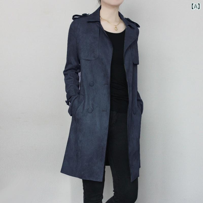 アウター ジャケット レディース 大きいサイズ 50代 40代 30代 ミセス きれいめ ロングコート オフィスカジュアル 通勤 スエード トレンチコート レディース 2025 春秋 ミドル 丈 スタイル 小さい コート トップス スリム ドレープ｜バランスケア　店