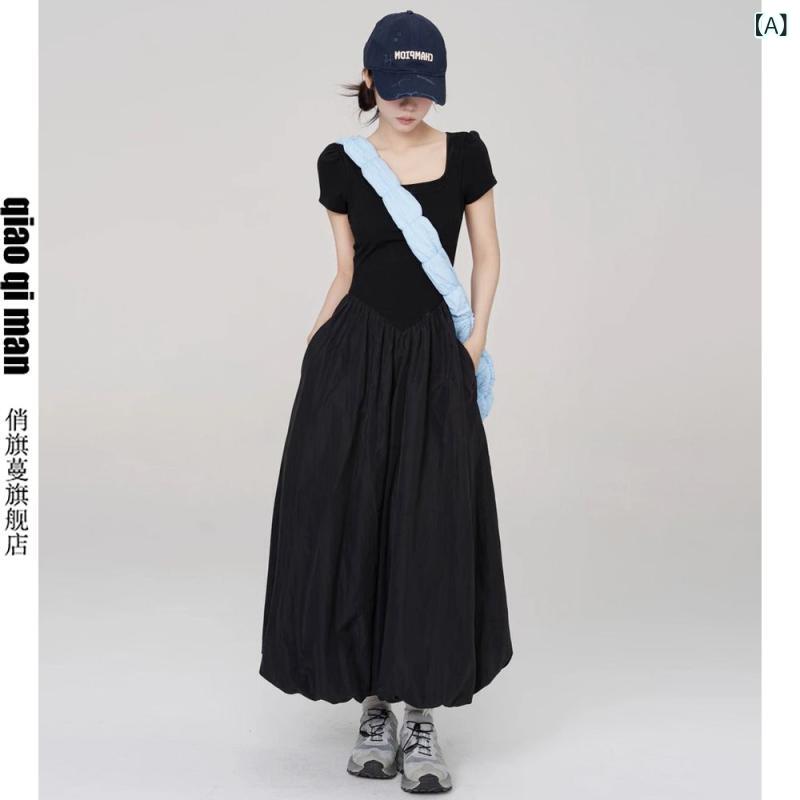 夏の.モノクロ縞模様のニットロングスリーブワンピース。窈窕たるでか細い飛び切り感が漂う.愛らしさ的なリトルブラックドレス。