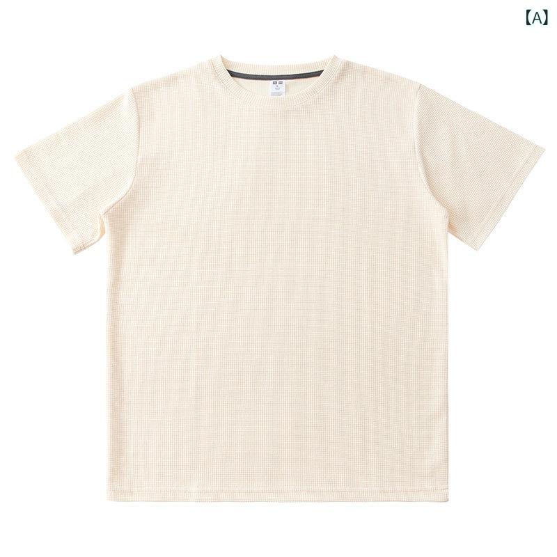 カットソー 半袖 通気性 メンズ プルオーバー 夏 ゆったり 編み物 心地よい 今めかしい 流行り物 白いこと