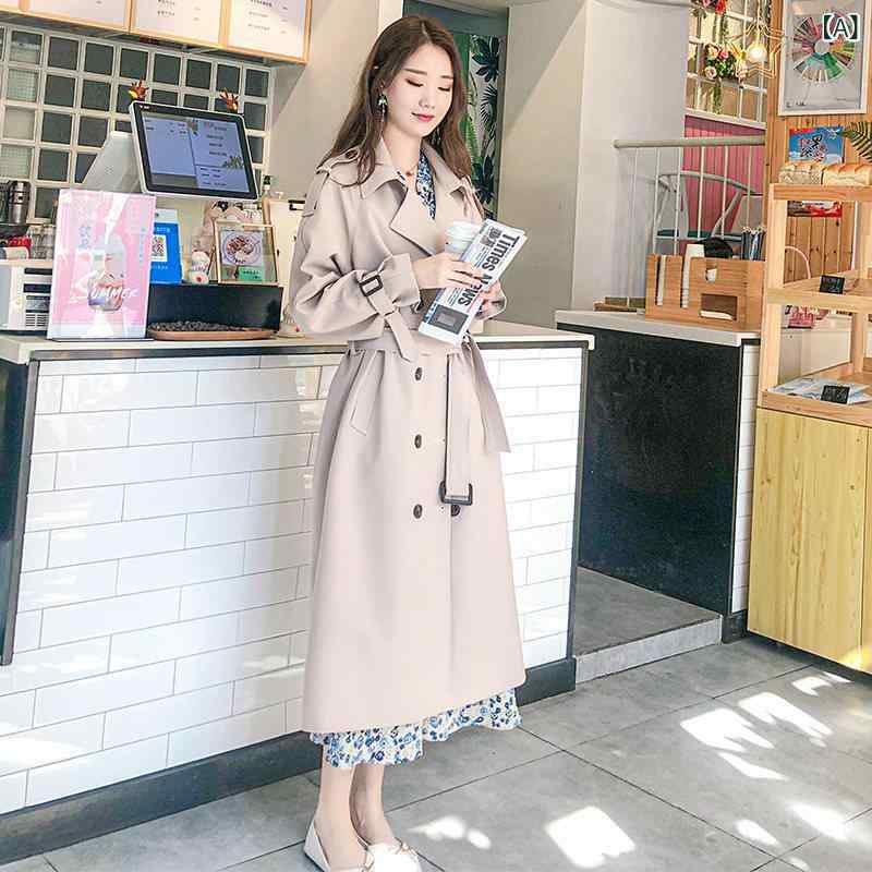 のの ウィンドブレーカー 2025 春の 摩耗 ミドル 丈 コート 女性用 膝上 お姫様 英国｜バランスケア　店