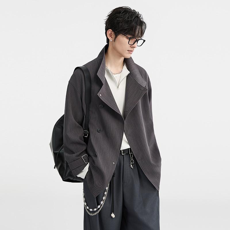 男性用 メンズ 春物 ショート丈 ワイド ダブルブレスト ゆったり リラックスフィット オーバーサイズ トレンチコート スプリングコート アウター｜バランスケア　店