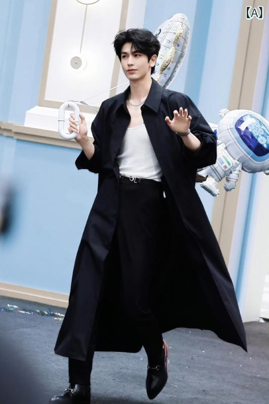 張 玲 河同 型 春秋 黒 ロング シングルブレスト トレンチコート ジャケット カジュアル ファッション アウター｜バランスケア　店