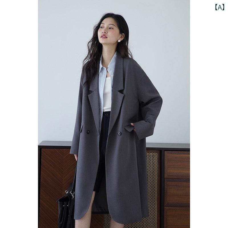 Jia Julieの プチ ロング オーバーニー トレンチコート レディース 2025 春 英国 風 ドロップ ショルダー コート ゆったり カジュアル｜バランスケア　店
