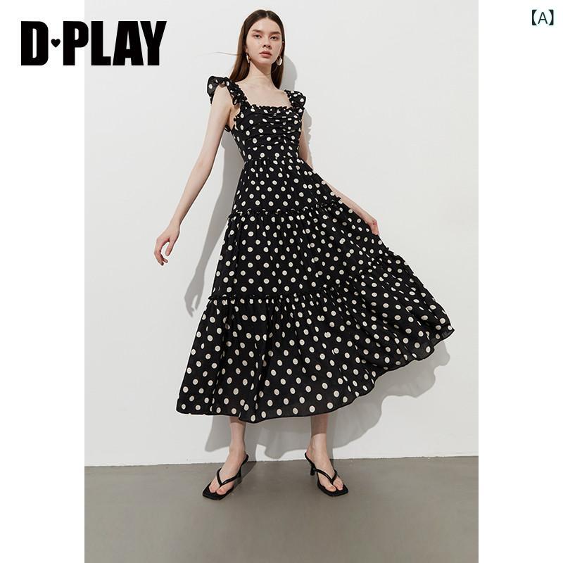 DPLAY【 バケーション シリーズ】 2025夏 ブラック レディース ブラック ドレス バケーション サスペンダー ドレス|バランスケア 店