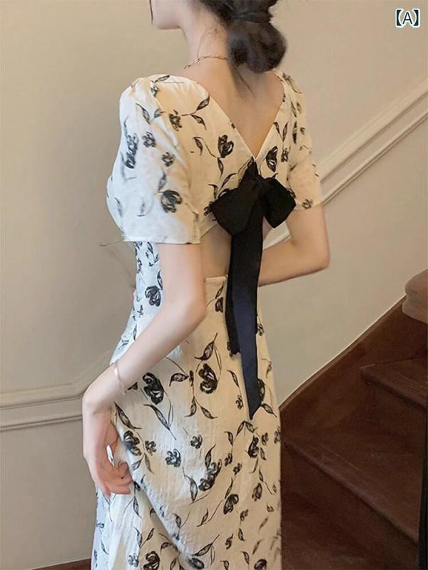 レディース トップス 可愛らしい 春夏 素晴らしい ５月１日の 記念日 フランス共和国の 風のの 姉妹の 真四角 襟の 真っ白い なの 後押しが 開いた 御召しものの 赤ちゃんの 夏