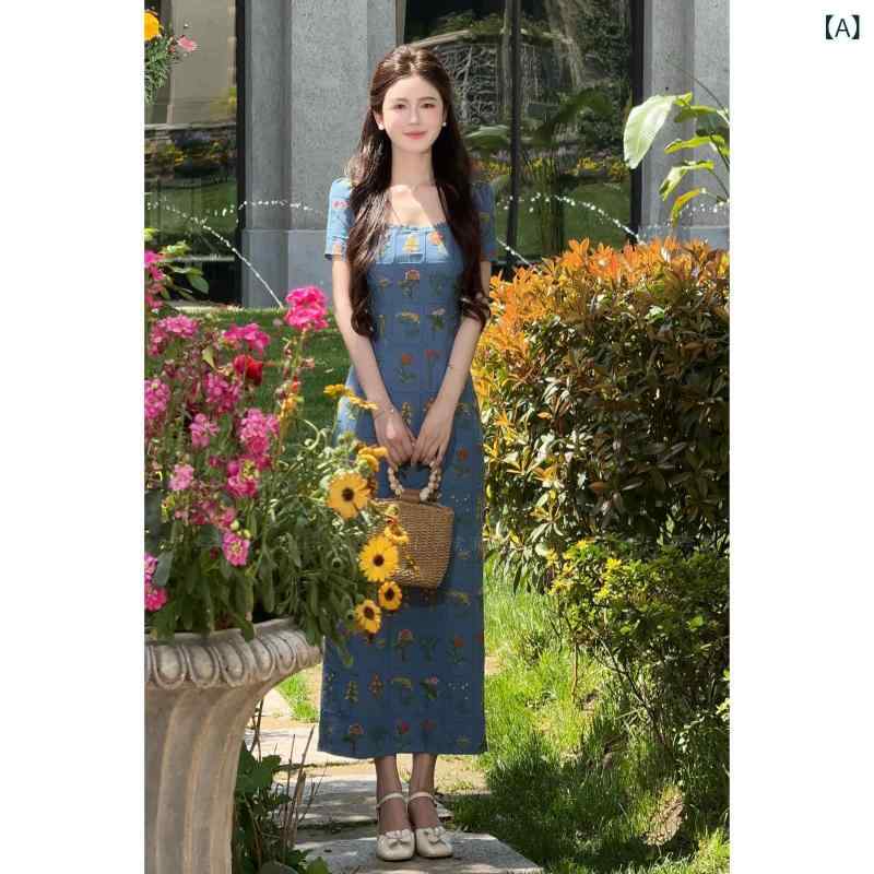 衣装 半袖 ロング衣装 LILI 李 麗 佳 ゴッホ 苑地 フレンチ 刺しゅう 御花 お召しもの 2025夏 ロング
