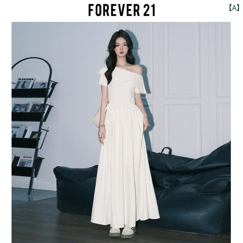 Forever 21の なの オフショルダー お召しもの  お上さん用 a生産ライン 酉の方角 ロング スコート  フレンチ フラウンスのたわい無い 真っ白い スコート