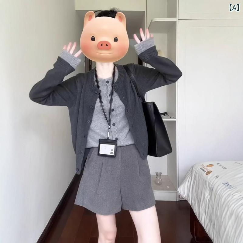 の 薄墨色 如何様物 背広 編み物ジレー  年月  ラウンドのど首 スウェーター  特殊で 凝った トップス