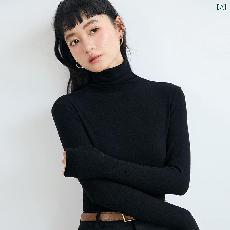黒の タートルネックの 度合い輪っか プルオーバー 2025 レディース 年月冬 か細い 編み物 長袖 パイル 色合い 羊毛 スウェーター いの一番 付き添い人