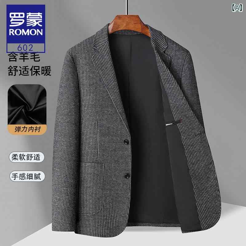 ロモン 羊毛 背広 上衣 メンズ 2024秋冬 商行為 心地よい 背広 お父ちゃん シングル 背広