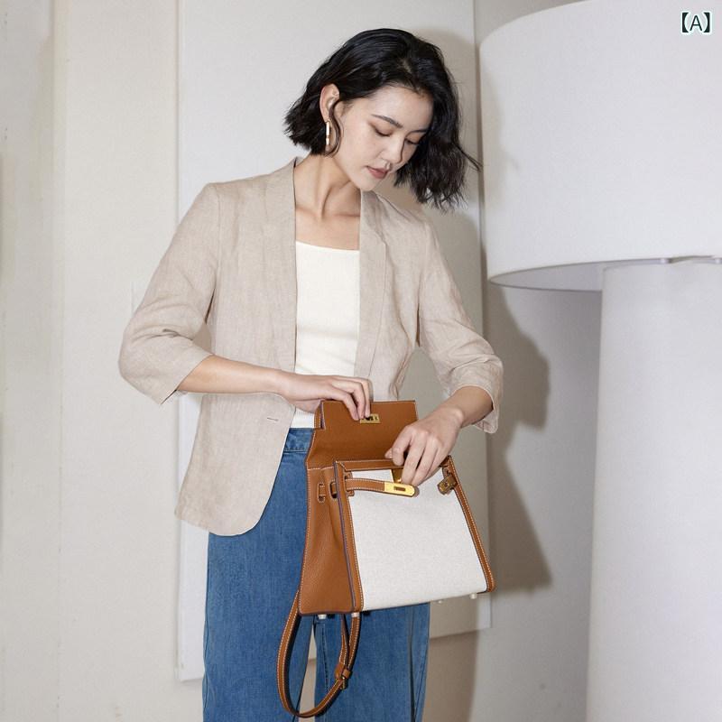 女性用 ベージュ コットン& リネン トップス 女性用 リネン スーツ ジャケット 2024夏 薄手 リネン ナチュラル カラー スモール スーツ|バランスケア 店