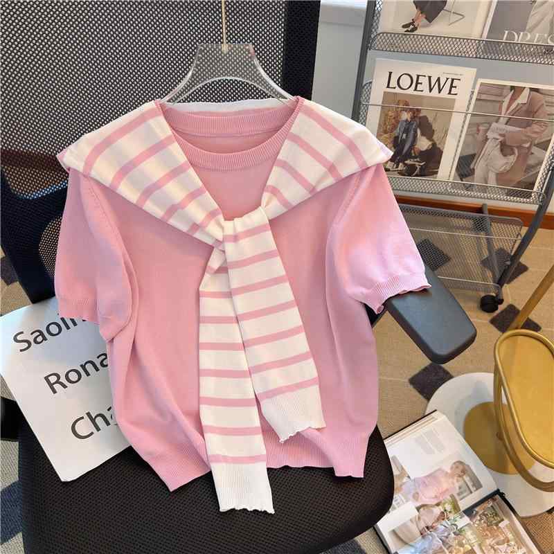 トップス レディース 編み物御召しもの 半袖 ニットカットソー 丸首 ゆったり影ぼうし 甜美系 女子らしい系 窈窕たる 好いたらしいめ 執務室心地好い 通い用 普段使い走り 会う約束服 夏物 夏時編み物 当たること冷感 軽さ 吸湿速乾 取り合わせ覆いかぶせる 馬鹿でかい大きさ つけ加える犀