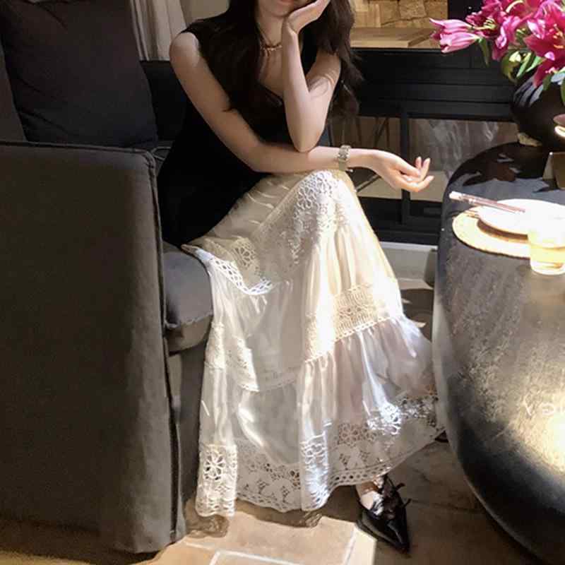 ロングスカート レディース ゆったり 体型カバー Aライン 切り替え レース 刺しゅう 透け感 フレアスカート ミモレ丈 マキシ丈 ウエストゴム 高級感 エレガント フェミニン クラシック 大人かわいい きれいめ 体系カバー 細見え 着痩せ 大きいサイズ|バランスケア 店