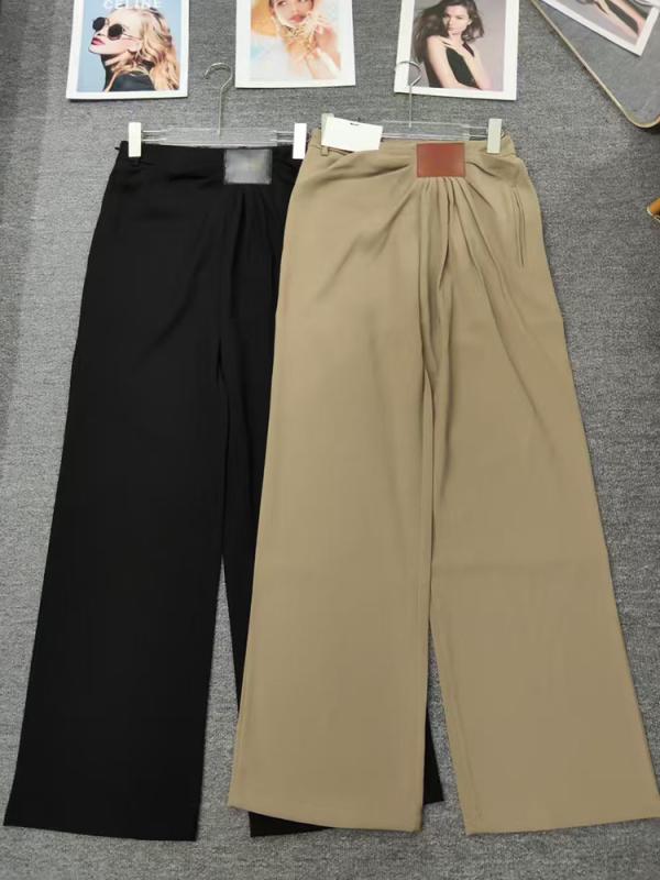 ロングパンツ レディース ゆったり カジュアルパンツ ボトムス ハイウエスト 切り替え レザー調 レトロ 大人かわいい 通勤用 普段使い ストレートパンツ ワイドパンツ 美脚 着痩せ 体型カバー 大きいサイズ プラスサイズ 春夏向け 伸縮性 高級感 上品｜バランスケア　店