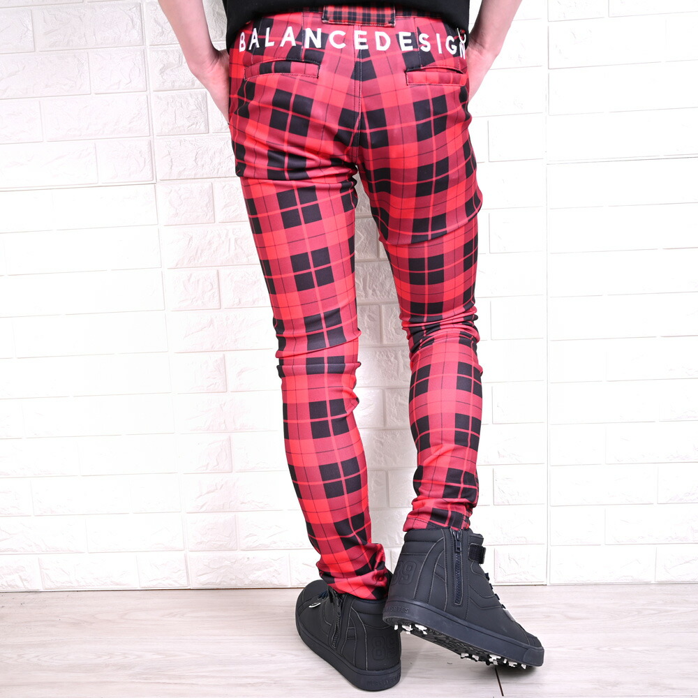 2春夏タータンチェック柄スーパースキニーパンツw30 W44 スカルパンツ Balancedesign Bigパンツ Golf お洒落 ゴルフズボン ズボン パンツ メンズウェア大きいサイズカラーパンツ 夏新作 大きいサイズ 男性 限定 おすすめネット 大きいサイズ