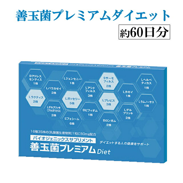 楽天市場 送料無料 善玉菌プレミアムダイエット 約60日分 乳酸菌 乳酸菌 ダイエット 乳酸菌 サプリ 善玉菌 腸内フローラ 痩せ菌 ヤセ菌 痩せ菌 ダイエット いいものいっぱい マザーリーフ