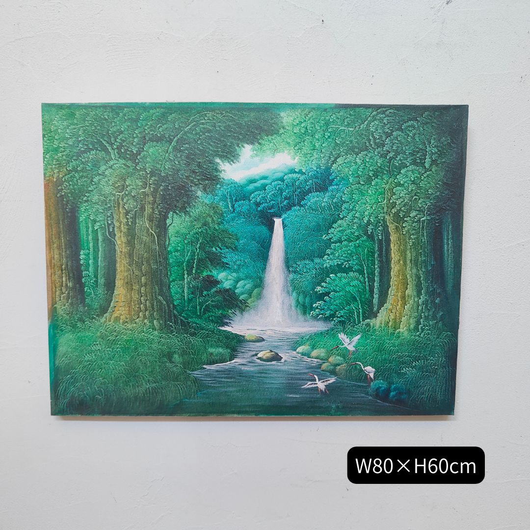楽天市場】森の絵 滝の絵 森の滝 フレームなし W90×H70cm 緑