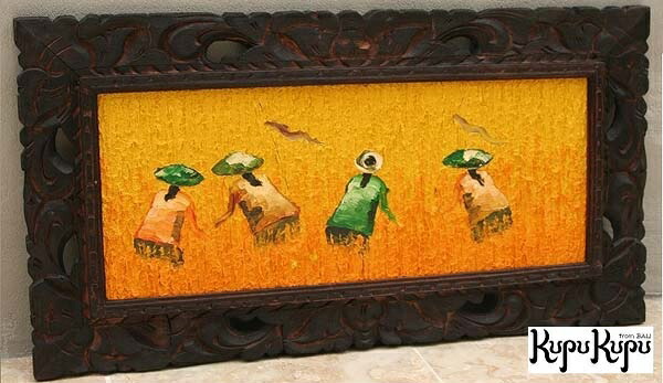 再々お値下げ中！バリのアートな絵画 楽天市場】【インテリア雑貨 おしゃれ バリ風】 バリ絵画 バロンの祭列