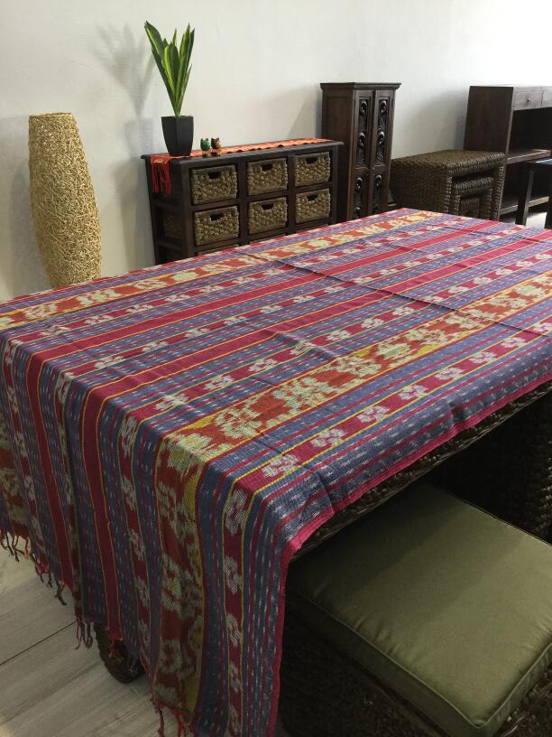 バリ島 イカット 118 240cm 赤 青 黄 生地 壁掛け ウォールデコレーション テーブルランナー タペストリー 民族織り 高級 クロス バリ雑貨 アジアン雑貨 Psicologosancora Es