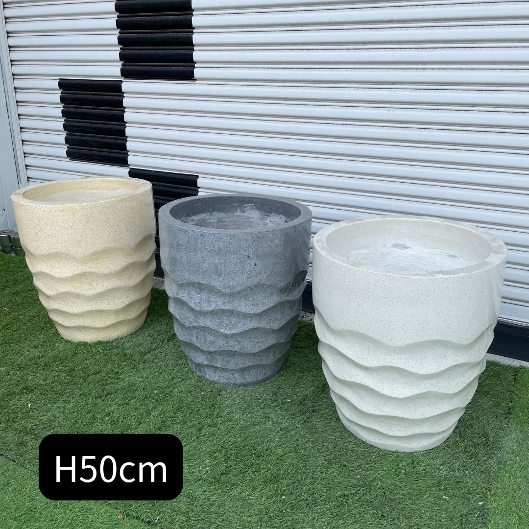 楽天市場】大型 プランター ポット 植木鉢 フラワー 波柄 H50 セメント